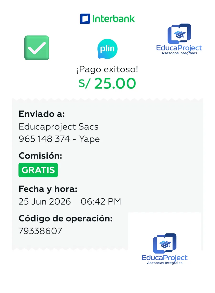 Comprobante de pago de cliente de EducaProject